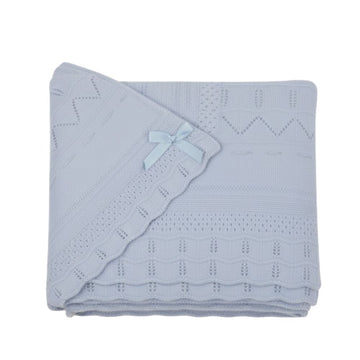 Cobija de Cintas Blanco con Cinta Azul para Recién Nacido